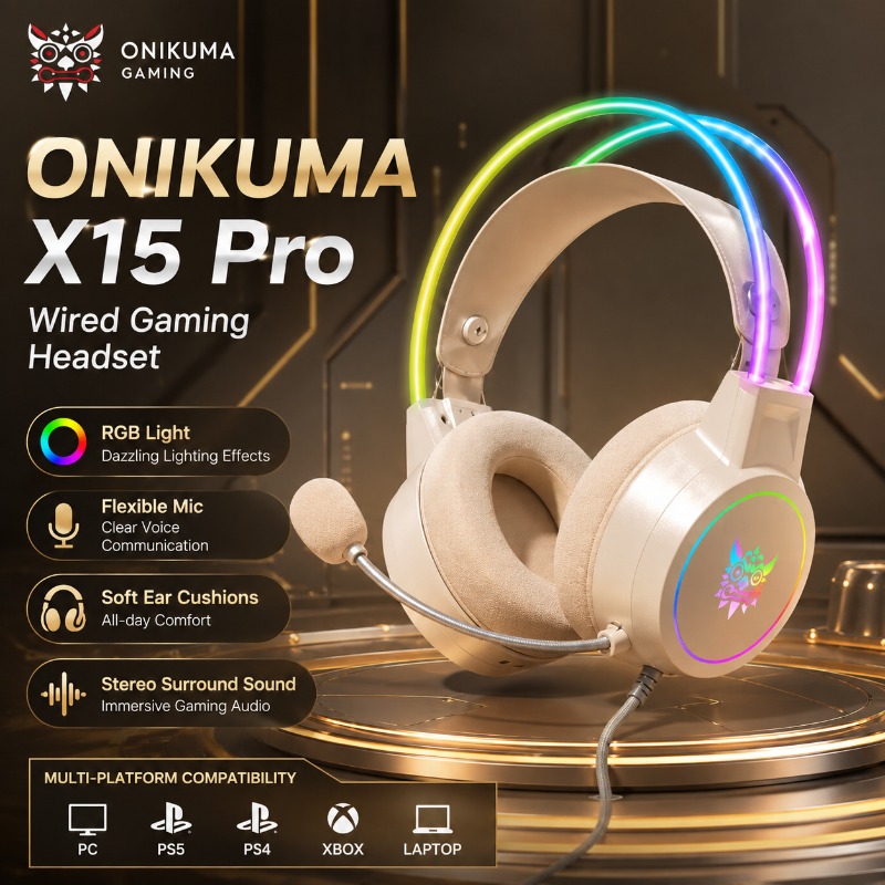 Gaming Headset Rgb - Headset Gamer ONIKUMA X15 Pro com